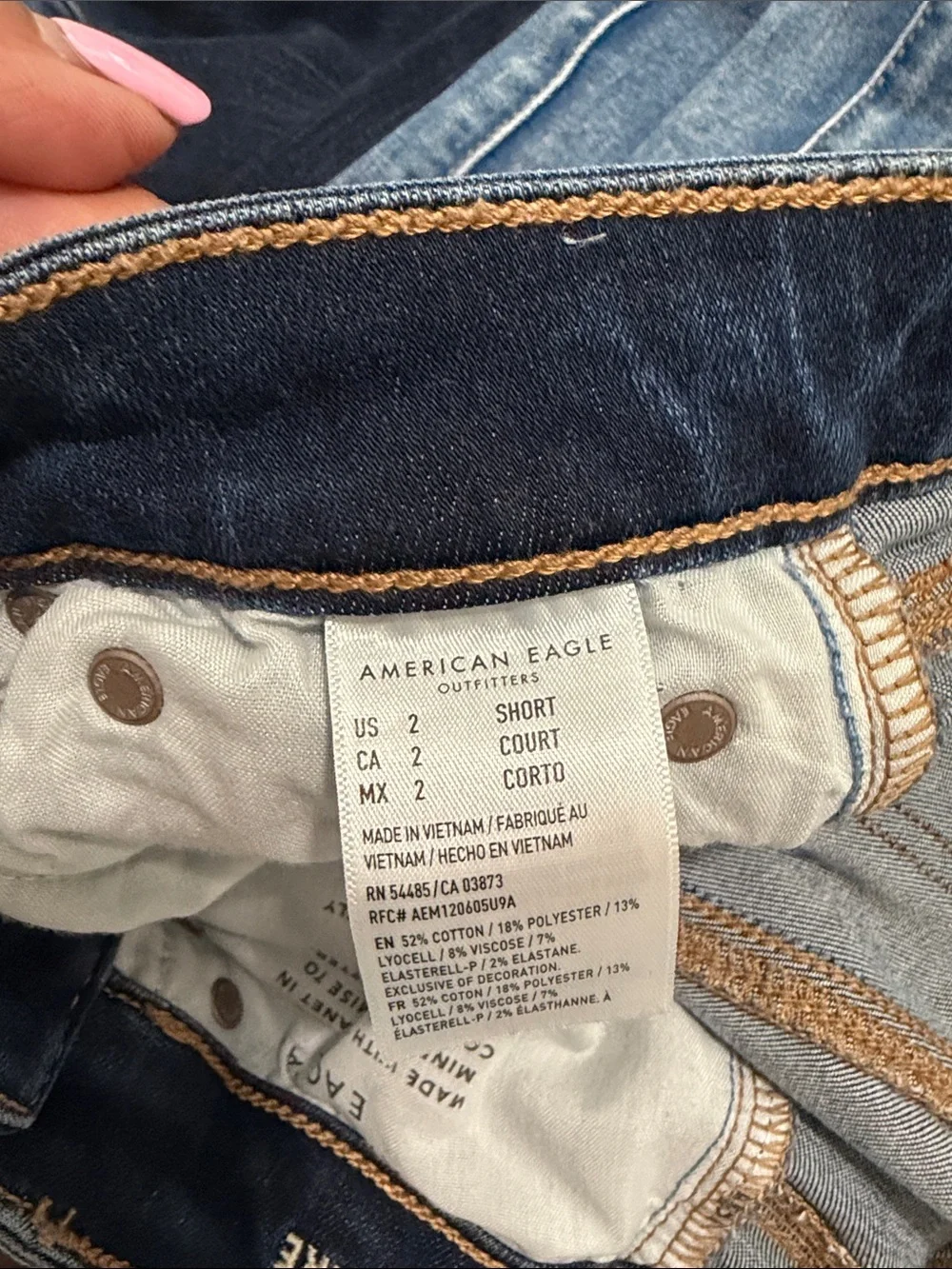 American Eagle Outfitters Dark Blue Distressed Super High Rise Flare Jeans 0S - Picture 6 of 6